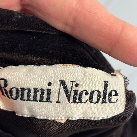 Vintage Ronni Nicole Womens Whimsigoth Witchy Velvet Mini Dress Size 4 Brown - Picture 3 of 8